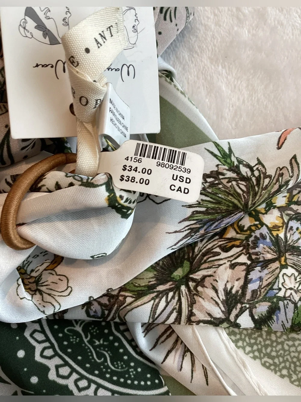 🦋Anthropologie Silky Scarves Bag Head Hair Scarf Set of 2 Butterfly Paisley